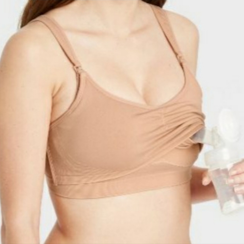 NEW Auden Women's Nursing Pumping Bra Size S Tan